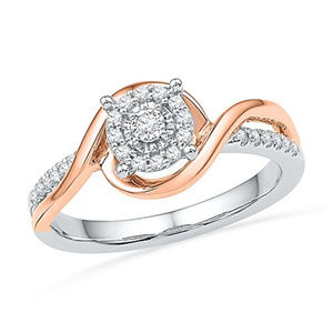 Sterling Silver 10KT Pink Gold Round Diamond 5/6